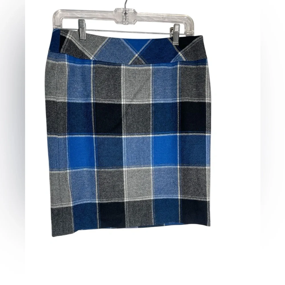 Talbots skirt size 4 sapphire blue & black Buffalo plaid Pencil Straight skirt 💙